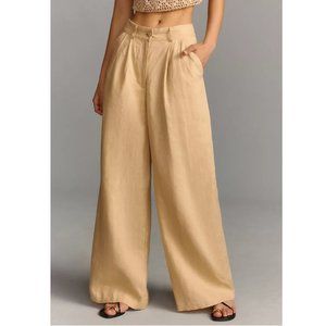 Anthropologie Faithfull Circa Linen Pants Honey Tan Brown Size 10 / XL